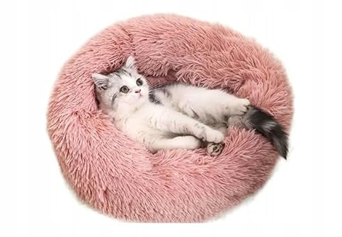 Deccart Hundebett Hunden Rosa | für kleine Hunde Rund Katzenbett Hundekissen Donut-Kissen Flauschig Katzenkissen Schlafplatz Katzen und