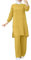 Bluelucon Damen Kleid Muslimisches Einfarbig zweiteiliges Set,damen Lose hose und Komfortabel top Islamisches kleidung kostüm damen elegant 2 teiler Gelb,S