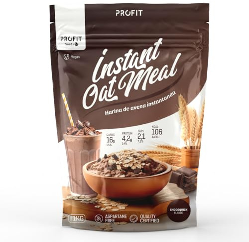 PROFIT - Harina de avena - 1 kg - Fuente de proteínas y carbohidratos y sin azúcares añadidos. Con sabores. Ideal para tortitas y batidos. Apta para veganos (Chocolate)