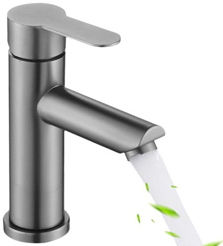 Wasserhahn Bad Waschbecken Armaturen Mischbatterie Waschbecken Waschbeckenarmatur Edelstahl Wasserhähne Bad Armatur Badezimmer mit G38 Schläuche für Warmes und Kaltwasse (Grau)