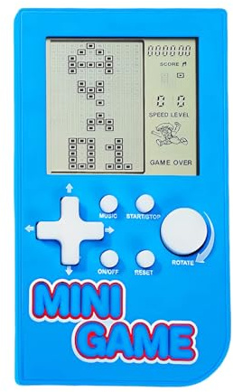 CZT Mini-Puzzle-Block-Spielkonsole 26 Retro-Bausteinspiele Handheld-Spielkonsole die Freizeit unterwegs Tragbare elektronische Spiele Spielzeug Kinder/Studenten (Blau)