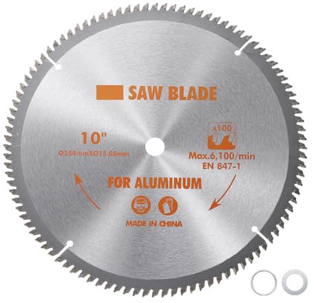 Kozelo Circular Saw Blade - [10-inch x 100 Teeth x 5/8-inch Arbor] Circular Cutting Blade with 5/8 to 3/8 Washer Adapter for Woodworking Plastic Use, 0.102-inch Kerf