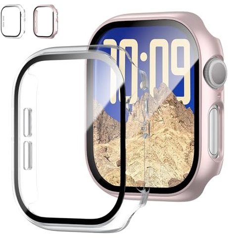 2 Stück Schutzhülle mit Apple Watch Series 11/10 42mm Displayschutz, Slim Guard Bumper Full Coverage Hard PC Protective Cover HD Ultra-Thin Cover für iWatch Series 11/10 42mm