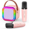 YYAOEMI Karaoke Machine with 2 Microphones for Kids Adults Mini Portable Bluetooth Speaker Girls Birthday Presents for 3-12 3-15 Year Old Kids Holiday Party, Pink