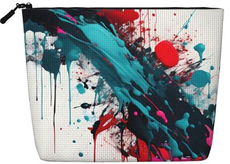 Bolsa de maquillaje con estampado de salpicaduras de pintura abstracta, bolsa de aseo de viaje, bolsa de maquillaje de viaje, estuche organizador de maquillaje portátil para mujer, Black, Talla única