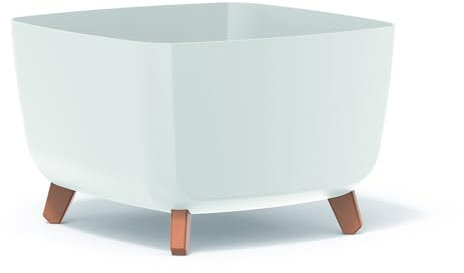 Tymar Blumentopf ecking mit Füßen Übertopf mit Beinen Blumenkübel außen innen (Weiß; 39x39 cm)