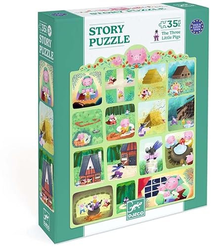 DJECO Story Puzzle, Spiel für Kinder ab 3 Jahren, 35 Stück, gemischte Farben