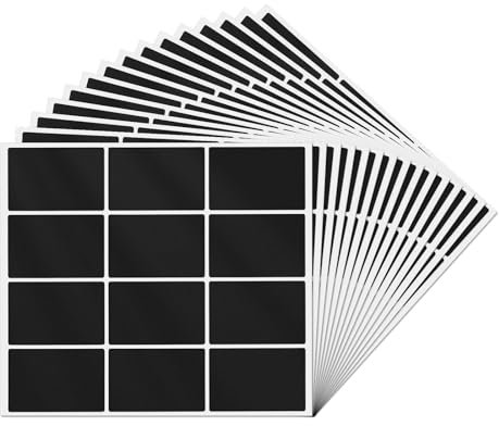 YIKIADA 240 Stück Schwarz Rechteckig Etiketten 50 × 76 mm Vinyl Klebe Beschreibbar Selbstklebend Wasserdicht Aufkleber für Name Tags Adresse Umzug Büro