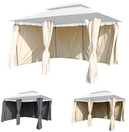 Mojawo 6er Seitenteile Set für Pavillon 4x3m Gartenpavillon Seitenwand Sichtschutz Farbwahl Partyzelt Wasserdicht, Farben:Taupe