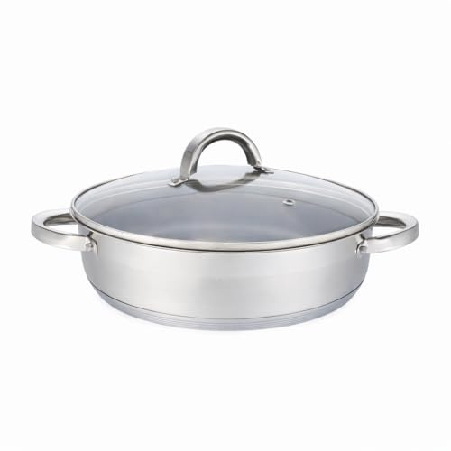 Luckyberg Flach Topf mit Deckel in vielen Größen Kochtopf Töpfe Induktion Edelstahl (3,5L/∅24cm)