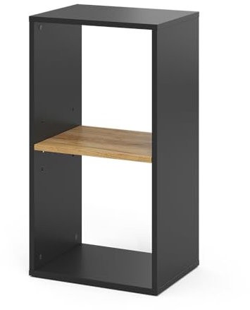 Vicco Bücherregal Tomy, Anthrazit/Goldkraft Eiche, 40 x 74 cm mit 2 offenen Fächern