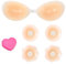 JINXIAN 1 Paio Reggiseno Adesivo Reggiseno Push Up Imbottito Riutilizzabili Reggiseno Invisibile Schiena Nuda con 4 Nipple Cover e 1 Sapone per Le Donne Seno Abito(Nudo)