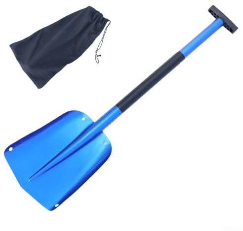 Pelle à neige compacte pliable avec poignée épaisse idéale pour voiture, SUV, camping-car, motoneige (bleu)
