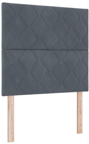 vidaXL Boxspringbett mit Matratze Dunkelgrau 90 x 190 cm Samt, Stylisches minimalistisches rechteckiges Bett, modernes, langlebiges Samtbox-Kissen, verstellbare Kieferntmatratze.