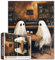 Two Ghosts in Bar Jigsaw Puzzle，Halloween Theme 1000 Pieces Jigsaw Puzzles for Adults，27 x 20 Inches Puzzles for Families，HD Quality Stained Puzzle Gift，Perfect for Game Nights