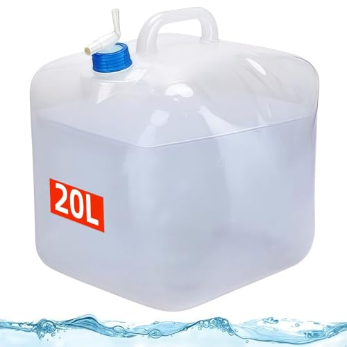 ZUMVIVIN Wasserkanister Faltbar mit Hahn | EIN Extra Dichtungsdeckel und Abflussrohr 12cm| für Indoor Outdoor Camping | Not-Wasserspeicher (1, 20L)