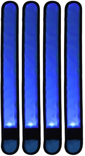 ifundom 4 Stück LED Leuchtgamaschen Pferd Blau für Sicheres Ausreiten | Inklusive Knopfzelle, Verstellbare Pferdebeingurte, Leichtes Stoffmaterial, Hohe Sichtbarkeit bei Nacht, Reitzubehör
