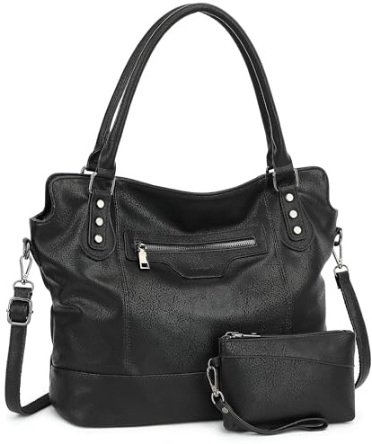 TANTOMI Handtasche für Damen – Große Shopper Tasche im Vintage-Stil mit abnehmbarem Schulterriemen. Diese praktische 2-teilige Slouchy Umhängetasche ist ideal für die Arbeit, die Schule oder Reisen