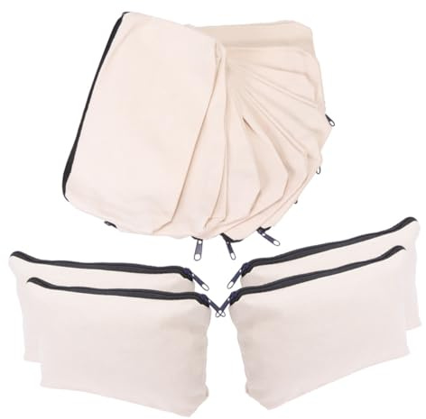 Angoily Canvas Federmäppchen Mit Reißverschluss 14 Stück Leer Kleine Kosmetiktaschen Natur Segeltuch Kulturbeutel Für Reisen Alltag Fitness Camping