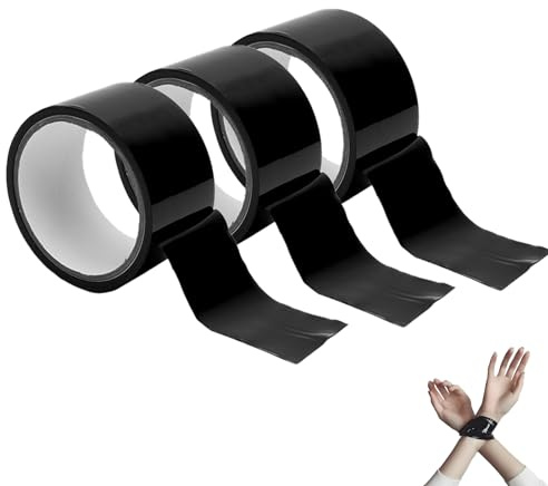ZMDMAH Bondage Tape 3er Set Schwarz PVC Elektrostatik Fesselband 18m pro Rolle, Klebefrei & Hautfreundlich SM BDSM Zubehör Diskrete Verpackung, Bondage Spielzeug für Paare, Frauen und Männer