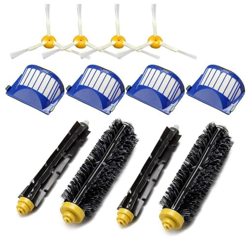 Ersatzteil-Set, Kompatibel Mit Roomba, 600er-Serie, 610, 620, 625, 630, 650, 660, Staubsauger-Borstenbürste + Aero-Vac-Filter + Seitenbürste(12PCS)
