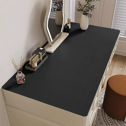Wokuaile Schreibtischunterlage 80x50cm abwaschbar Tischunterlage Schreibtisch aus PU-Leder Schreibtisch Unterlagenmatte für Büro, Schwarz