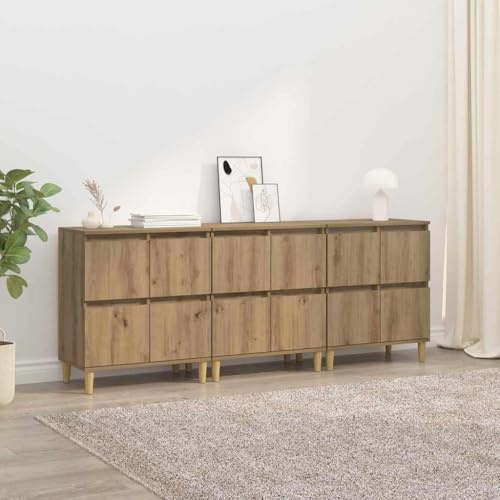 Qnhdfrt Sideboard Artisan-Eiche 60x35x70 cm Holzwerkstoff modernes Design mit 12 Türen großzügiger Stauraum komplett Set 3er Küche Wohnzimmer Esszimmer Flur