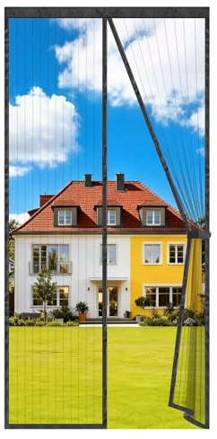 Auxmir Fliegengitter Balkontür Magnet, Insektenschutz Fliegenvorhang 85x210cm, Extra Starke Magnete, Verdickt Magnetvorhang ohne Bohren für Balkontür Wohnzimmer Terrassentür, Schwarz
