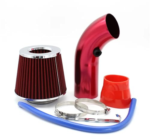 Kit prise d'air Filtre à Air tête de champignon d'hiver pour voiture, 76mm, réaménagé, tuyau d'admission, filtre haut débit, froid élevé Prise d'air automobile(Red)