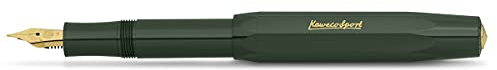 Kaweco CLASSIC SPORT Fountain Pen Green with 23 Carat Gold-Plated Steel Nib and Iridium Tip for Ink Cartridges I Sport Fountain Pen 13 cm I Nib: EF (Extra Fine)