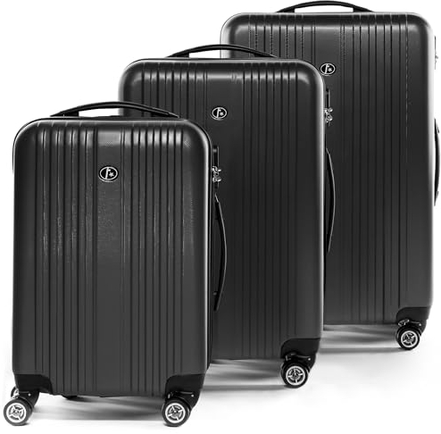 FERGÉ Kofferset 3 teilig Hartschale Toulouse Reisekoffer Trolley-Set (Handgepäck, L, XL) 3er Set Hartschalenkoffer Roll-Koffer 4 Rollen 100% ABS grau