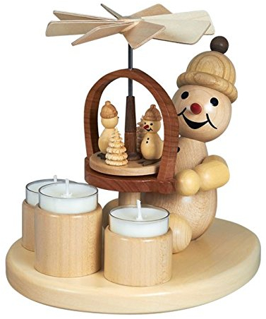 DVW Drechslerei Wagner Teelichtpyramide Junior mit Pyramide 2015 Neuheit: Traditionelle Weihnachtsdeko, 3 Teelichte, Ahornholz, Unparfümiert