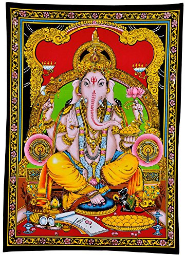 gangesindia Lord Ganesha Ji – Stoff Pailletten Gemälde 104,1 x 73,7 cm