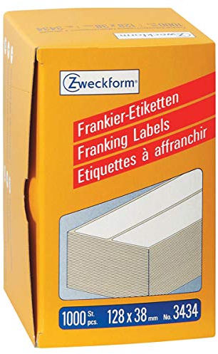 AVERY Zweckform 3434 Frankier-Etiketten (Papier matt, 1.000 Etiketten, 128 x 38 mm) 1 Pack weiß