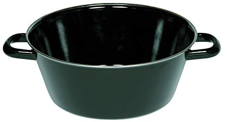 Riess, 0373-022 - Padella a mezza profondità 30 cm, colore: nero, diametro 30 cm, altezza 12,5 cm, capacità 5,0 litri, smaltata, nero, induzione
