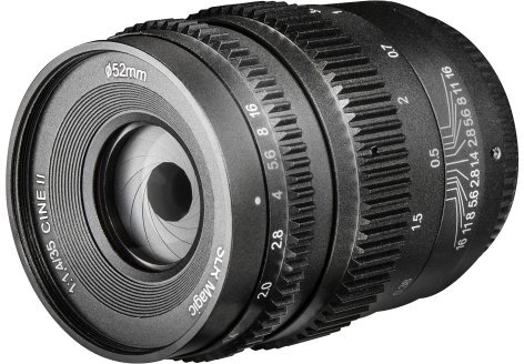 SLR Magic Cine II 35mm 1:1,4 Objektiv für Sony E-Mount Objektivbajonett schwarz (manueller Fokus, für APS-C gerechnet, Filterdurchmesser 52mm, Zahnkränze an Blenden- und Fokusring, stufenlose Blende)