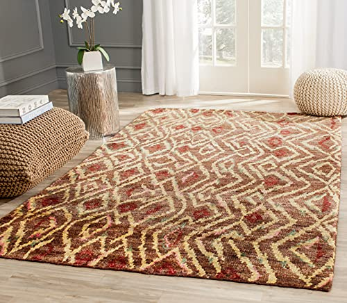 SAFAVIEH Bohemian Collection Accent Rug - 4' x 6', Brown & Gold, Handmade Jute, Ideal for High Traffic Areas in Entryway, Living Room, Bedroom (BOH637A)