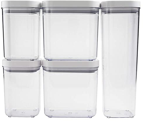 OXO 2146700 SoftWorks POP Container Set Clear/White (5PC), Plastic