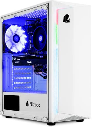 NitroPC - Gaming PC Advanced Silver (Intel Core i5 11400 6/12 4.4GHz, GTX 1650 4GB, RAM 16GB, SSD 240GB + HDD 1TB, Windows 11 Home, WiFi) Gamer PC, Desktop Computer