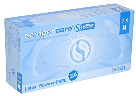 Sempercare 8237 81735/3000001781 Edition - Guanti monouso in lattice naturale, senza talcatura, misura media (7-8), 100 pz, colore: Bianco naturale