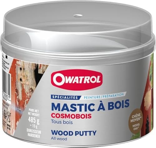 OWATROL - COSMOBOIS - Mastic à bois intérieur et extérieur - Chêne moyen - 500G