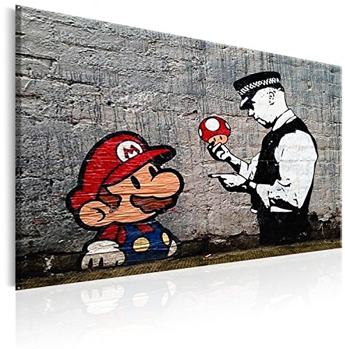 murando Acrylglasbild Banksy 60x40 cm Wandbild auf Acryl Glas Bilder Kunstdruck Moderne Wanddekoration - Street Art Mario and Cop Grafitti h-B-0080-k-a