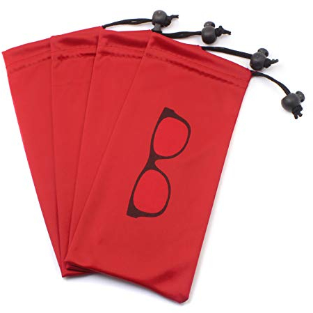 Drawstring Microfiber Pouch Glasses Case Soft Eyeglasses Case Pouch With Bead Lock Red Soft Sunglasses Case Glasses Bag Small Pouch Bag