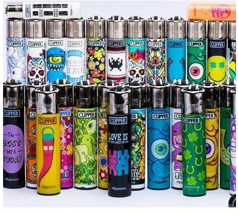 Set de 6 mecheros pequeños Clipper, diseños surtidos