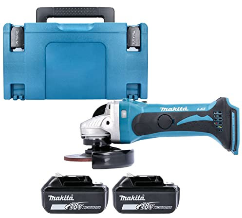 Makita DGA452Z 18v 115mm LXT Angle Grinder with 2 x 5Ah Batteries, Case & Inlay