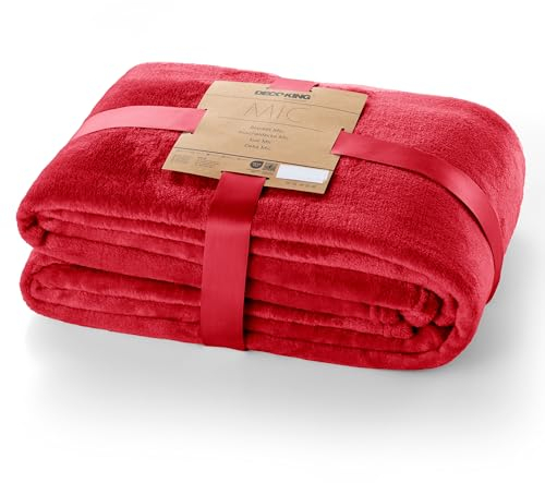 DecoKing Kuscheldecke 70x150 cm rot Decke Microfaser Tagesdecke Fleece weich sanft kuschelig red Mic