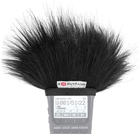 Gutmann Mikrofon Windschutz Fell für Olympus LS-P1 / LS-P2 / LS-P4 / LS-P5 Premium Edition Black mit Innenfutter, Outdoor Handgefertigt in Deutschland