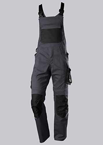 BP 1979-570-5632 Latzhose mit Kniepolstertaschen - Stretch-Hosenträger - Verstellbarer Bund - 65% Polyester, 35% Baumwolle - Normale Passform - Größe: 60n - Farbe: anthrazit/schwarz