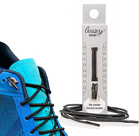 leazy Round Runde Elastische Schnürsenkel zum Einhaken - Gummi Schuhbänder Ohne Binden - Perfekter Sitz und Stabiler Halt für den Sport- und Freizeitbereich