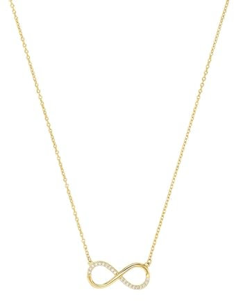 Amor Kette mit Anhänger Damen Halsschmuck, mit Zirkonia synth., 42+3 cm, Gold, Infinity, Kommt in Schmuck Geschenk Box, 2014306